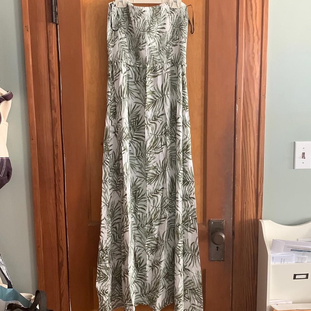 Tropical maxi strapless sun dress